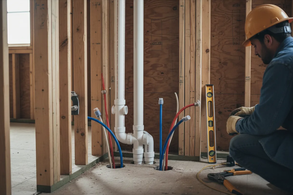 Drain and supply rough-in during Leak Detection in Bendersville